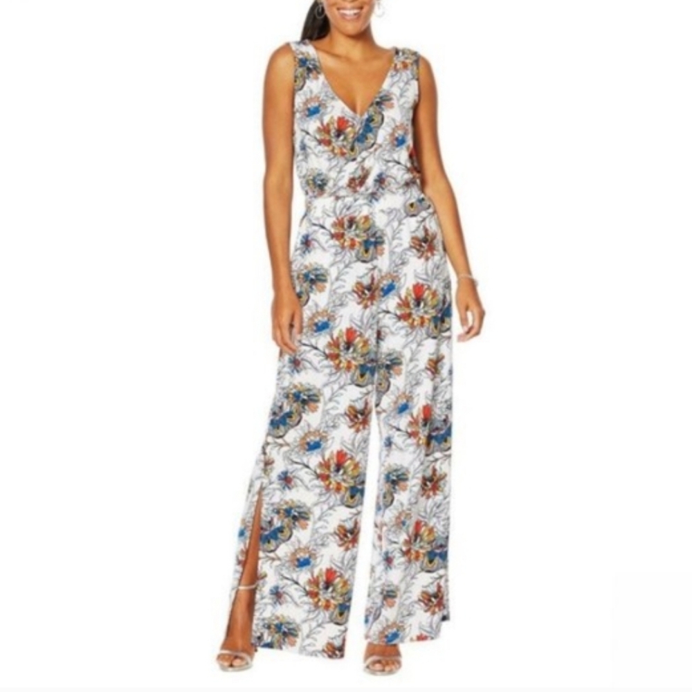 M Tall NWOT G by Guliana Floral Print Jumpsuit